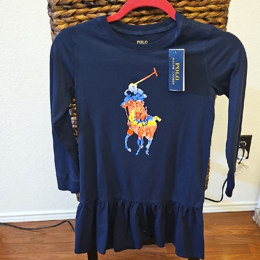 Polo by Ralph Lauren Navy Kids Dress with Colorful Logo